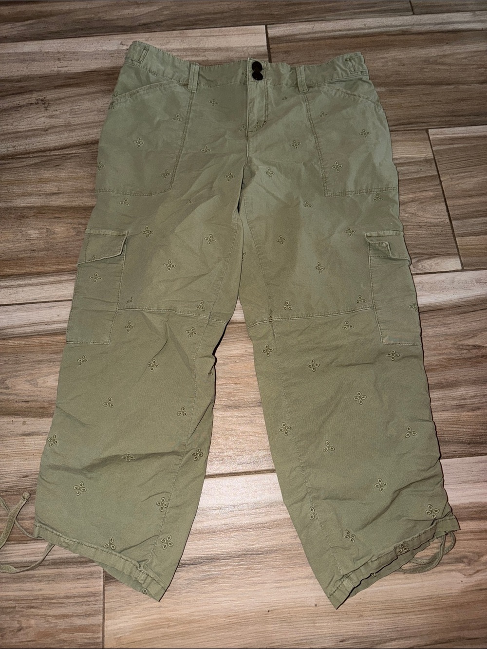 Y2K Sanctuary Olive Cargo Pants - Lightweight Utility Style size 26